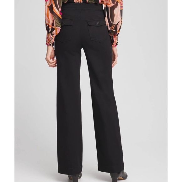 NWT Chico's Black Pull-On Wide Leg Ankle Jeans Size 10 Petite - Picture 4 of 16